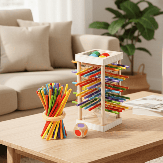 Ensemble complet de bâtons de comptage en bois sur une table