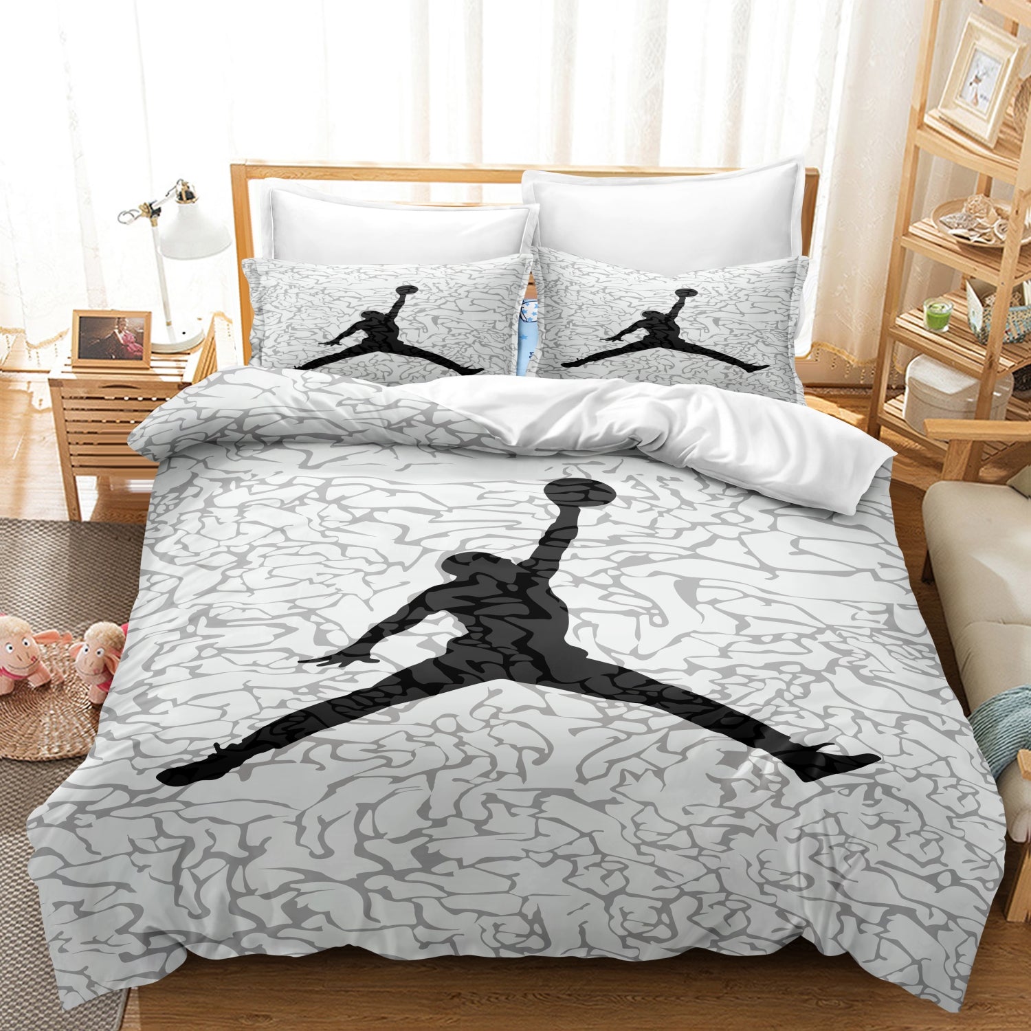 Housse de couette douce avec motif de basket-ball dynamique