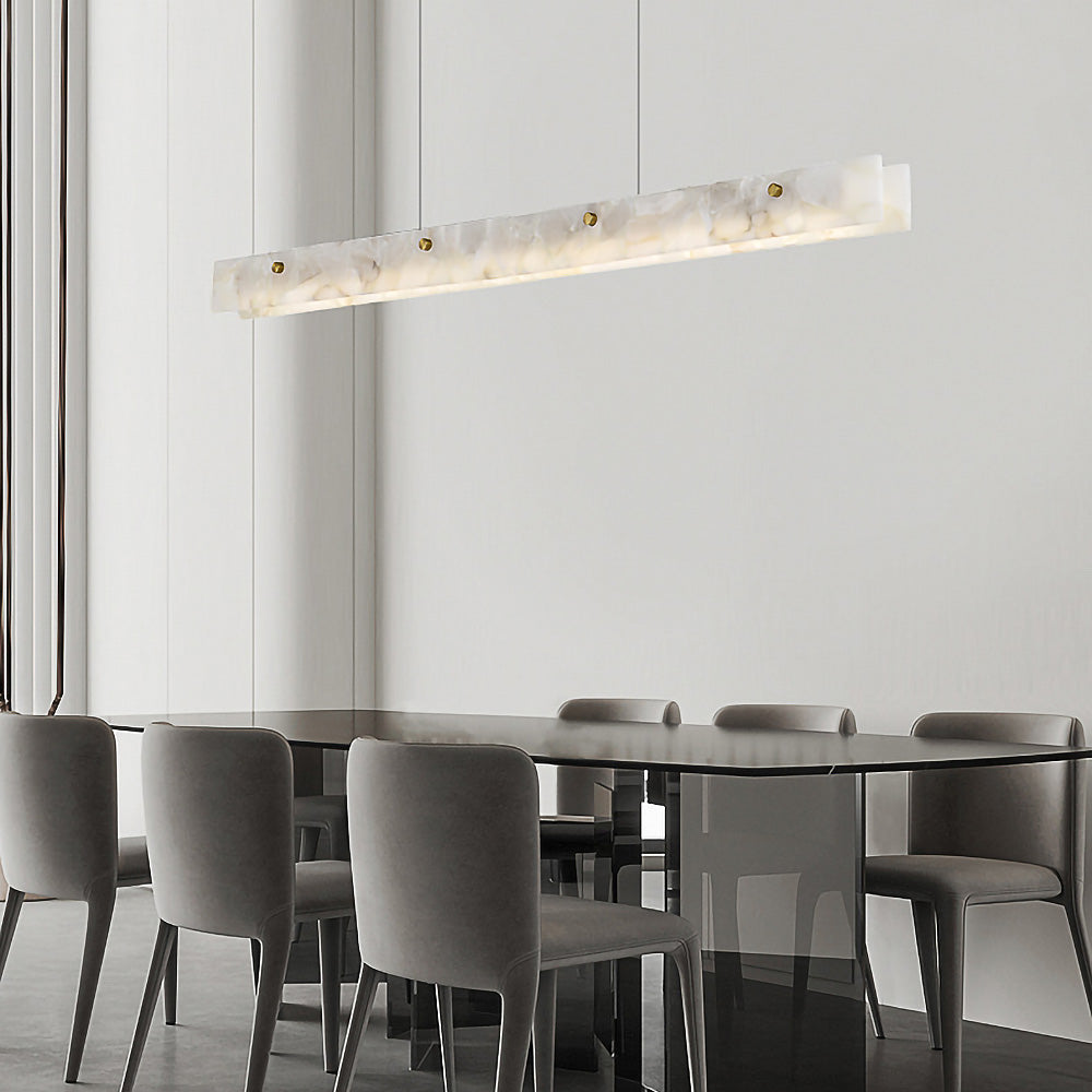 Lampe LED suspendue éclairant un espace de vie
