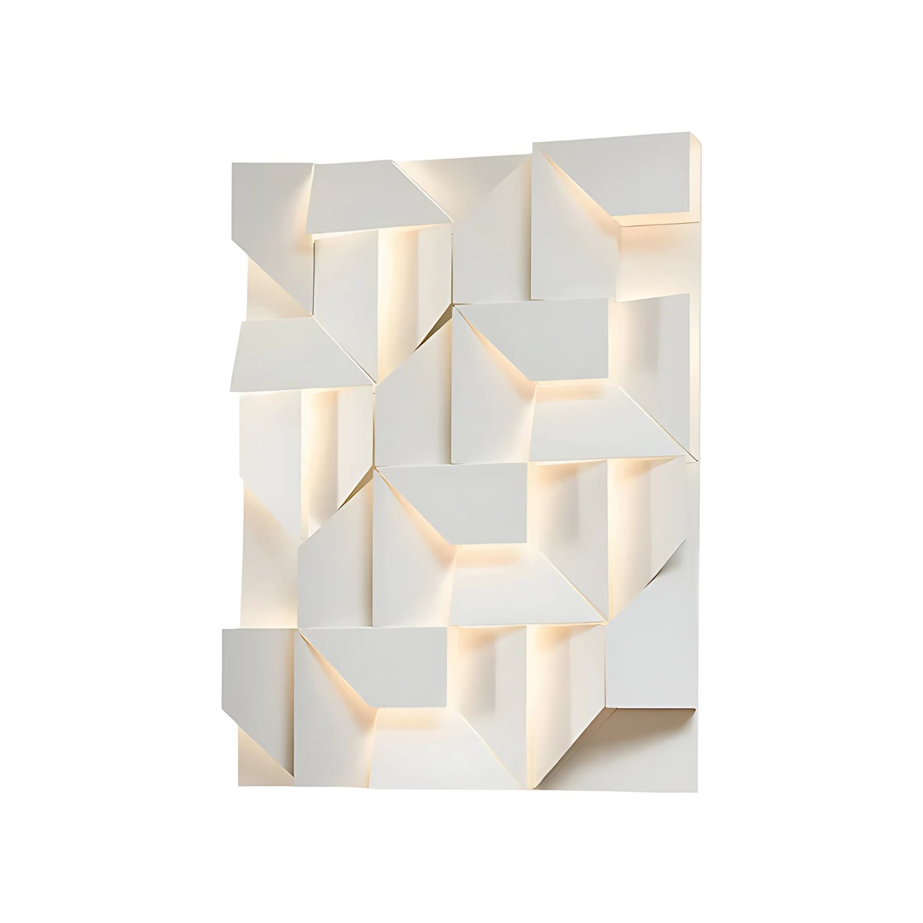 Applique murale géométrique illuminée dans un salon moderne