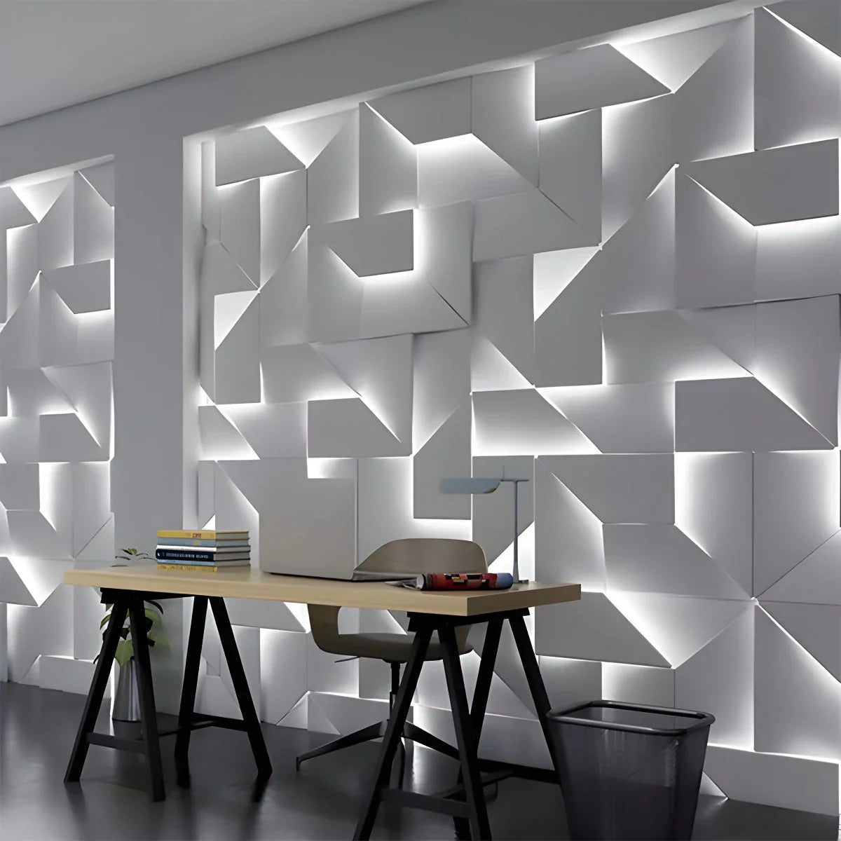 Vue rapprochée de l'applique avec motifs 3D lumineux