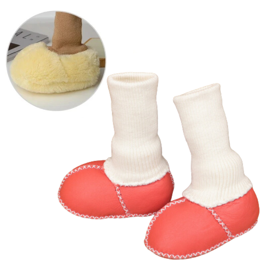 Détail de la texture douce et moelleuse des chaussons
