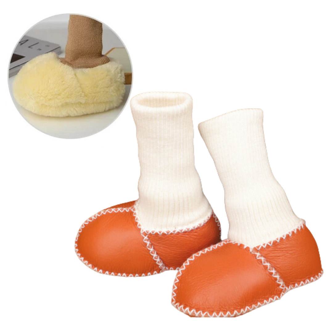 Chaussons bébé en position debout, montrant la flexibilité