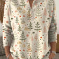 Vue de côté du pull festif, tissu doux et extensible