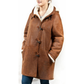 Veste longue à capuche avec doublure en shearling