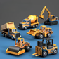 Camion-grue jouet avec bras mobile sur fond blanc