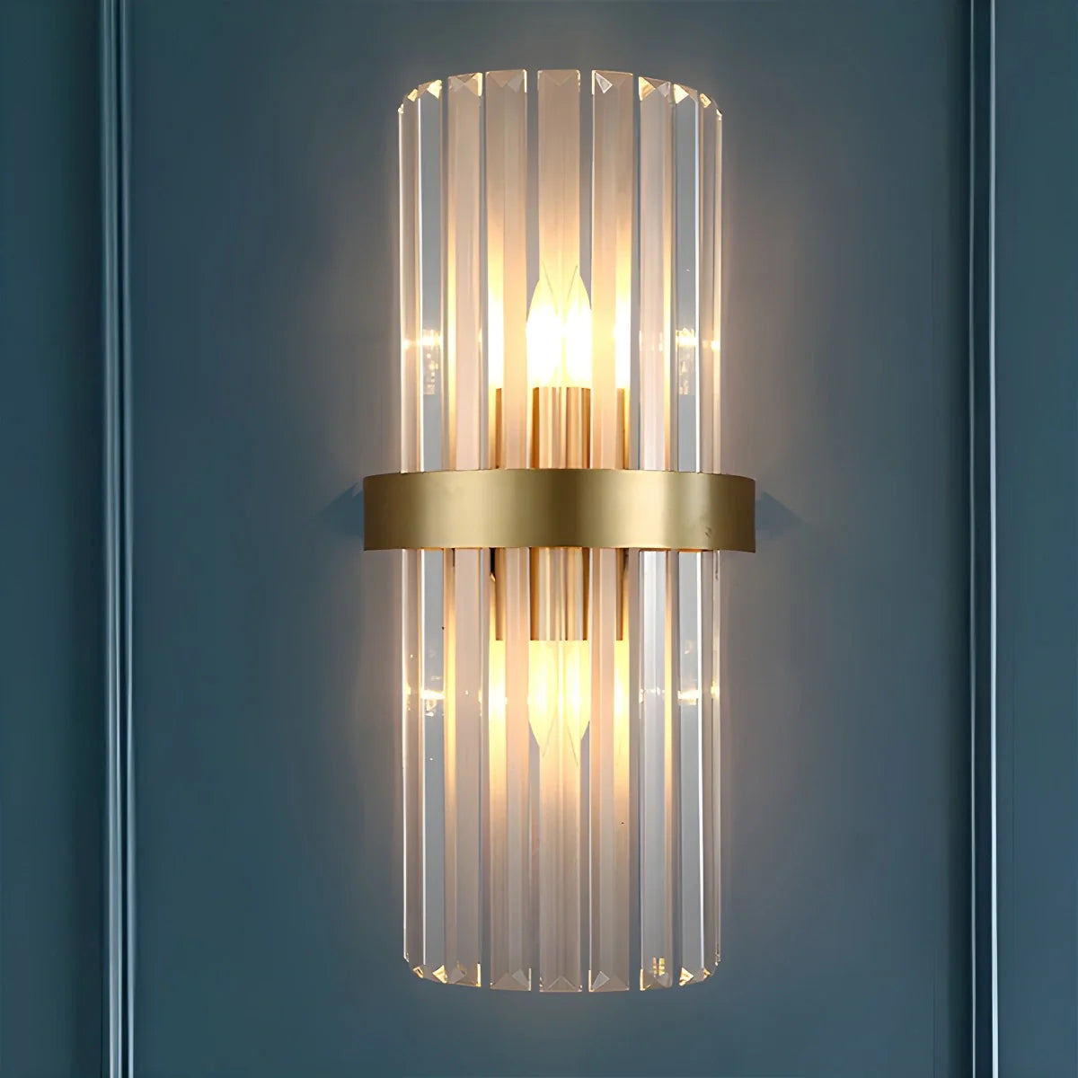 Applique murale en cristal et métal, lumière LED intégrée