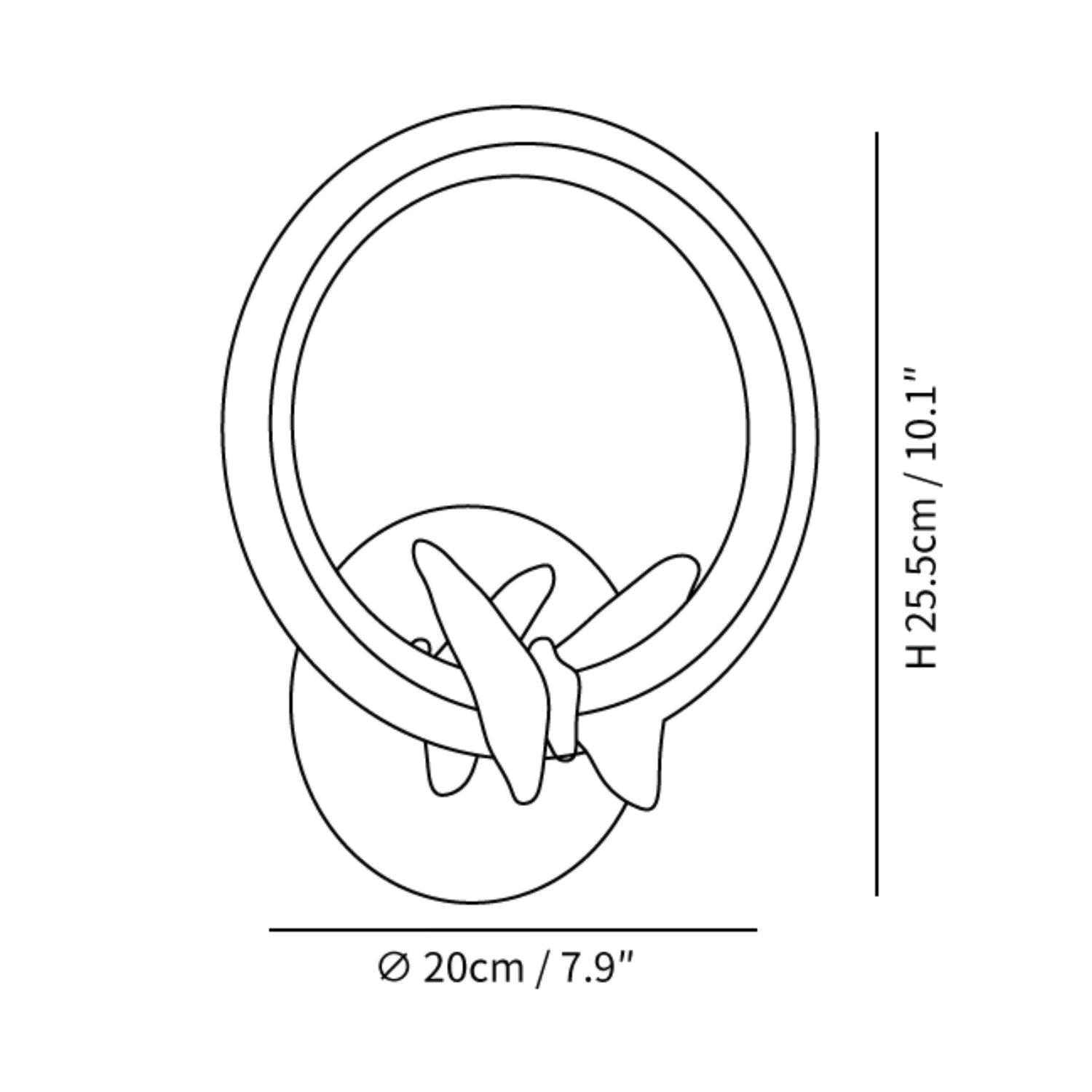 Vue rapprochée de la base en aluminium de l'applique