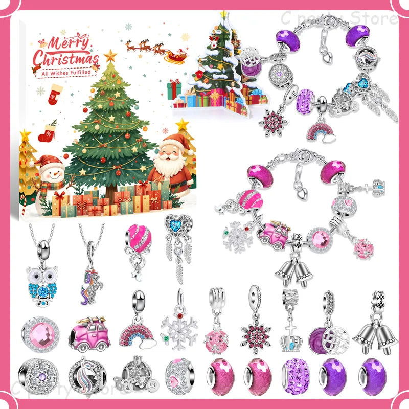 Bracelet enfant avec cristaux colorés pour Noël