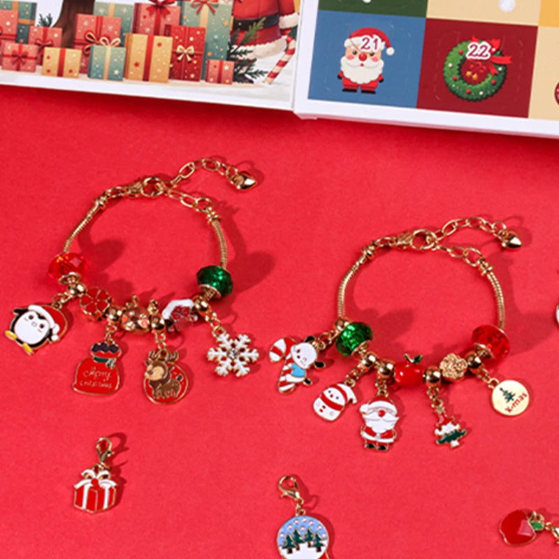Bracelet de Noël avec cristaux multicolores en gros plan