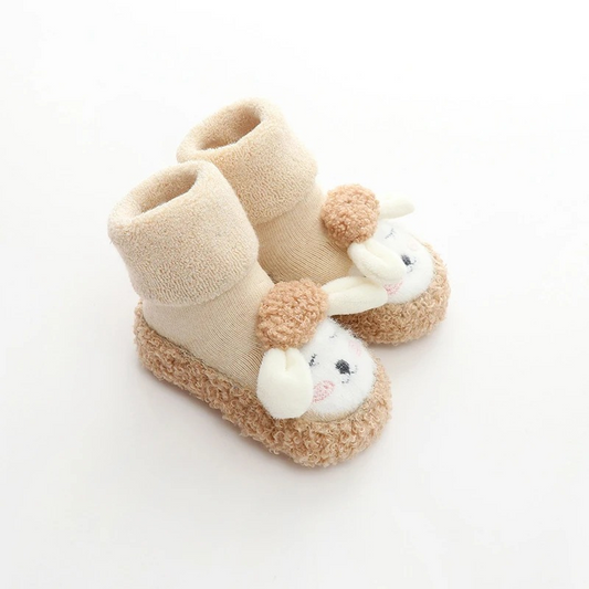Semelle antidérapante des chaussures en peluche, vue de dessous