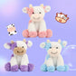 Vache en peluche montrant ses petites cornes et oreilles