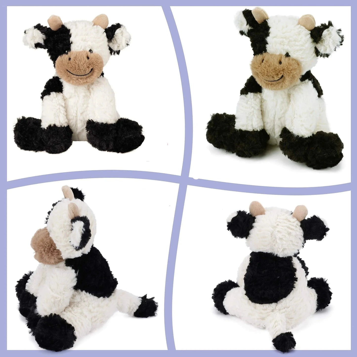 Peluche vache vue de côté, mettant en valeur sa douceur