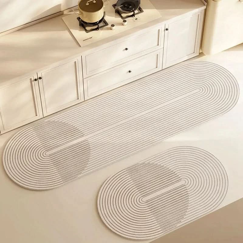 Détail du bord du tapis montrant la mousse épaisse