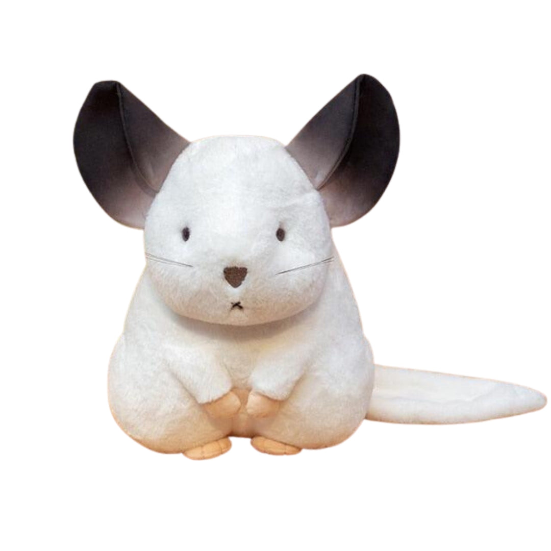 Peluches hamster et chinchilla sur fond blanc