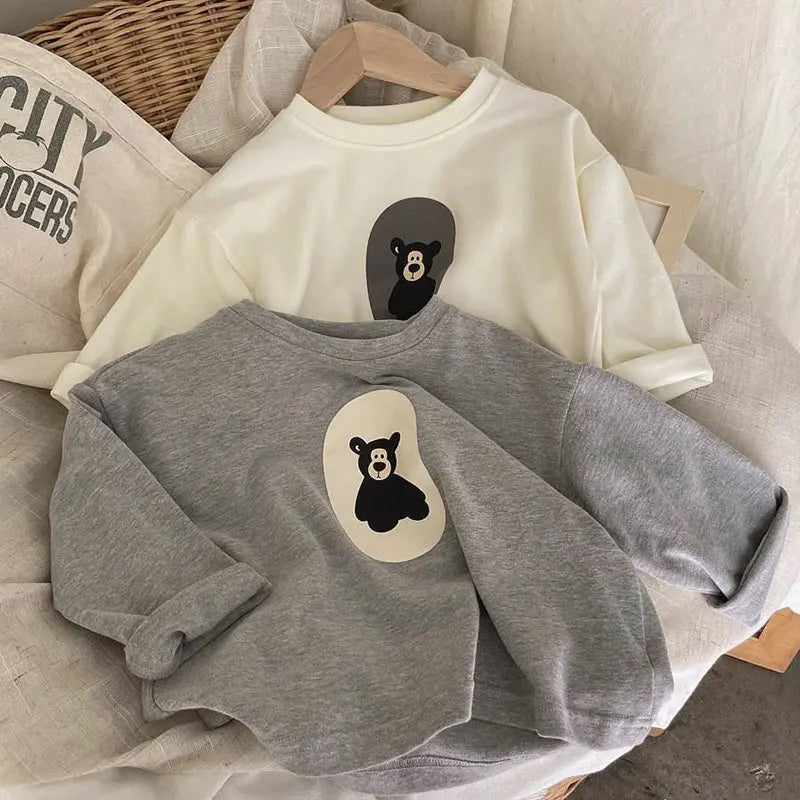 Pull mini en coton avec imprimé ours mignon