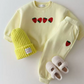 Pull fraise pour femmes, manches longues en coton