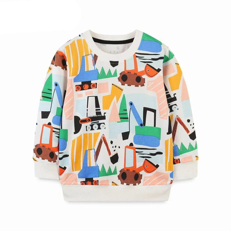 Pull en coton avec imprimé artistique, idéal pour l'automne