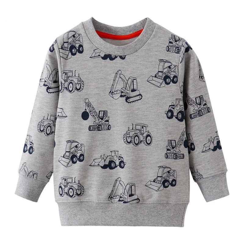 Détail de l'ourlet d'un pull en coton imprimé