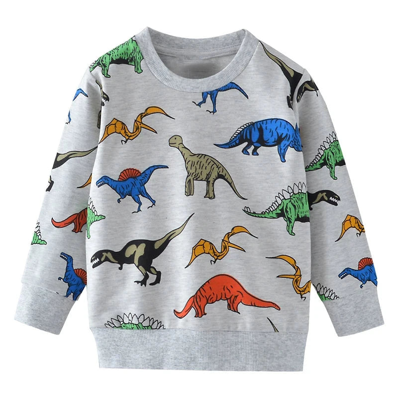 Détail de la manche d'un pull en coton imprimé