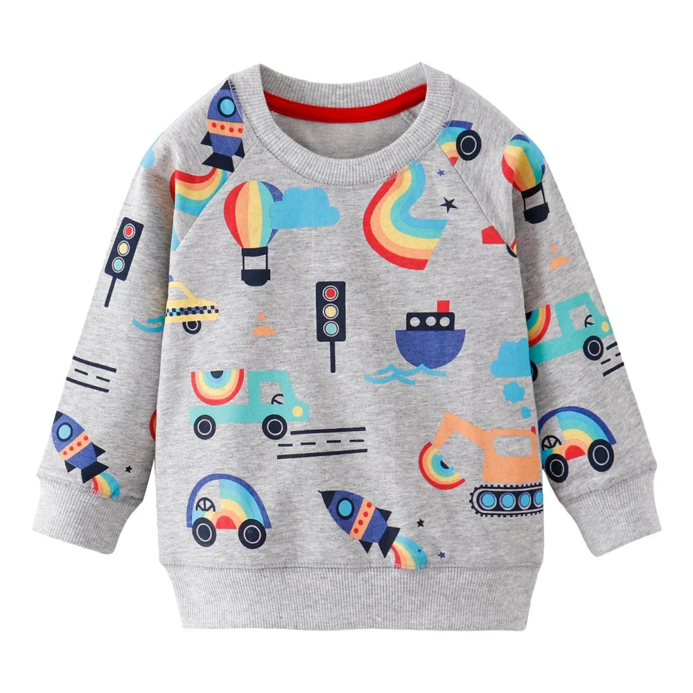 Pull en coton avec imprimé géométrique, coupe confortable