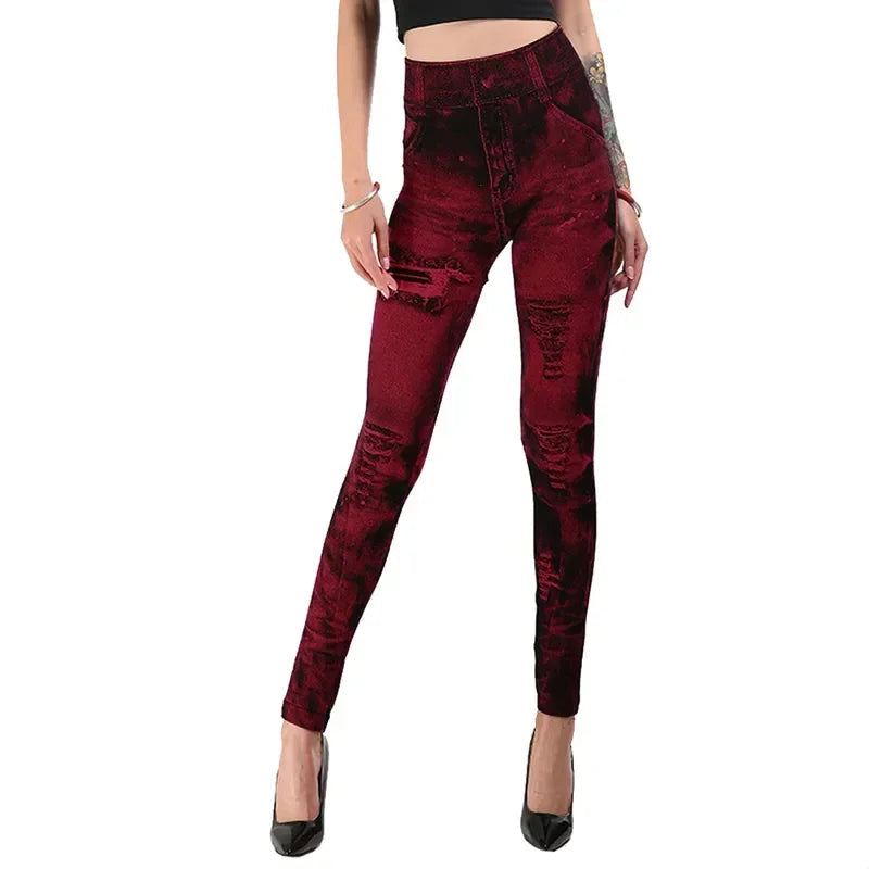 Jeggings taille haute en denim extensible, vue de face