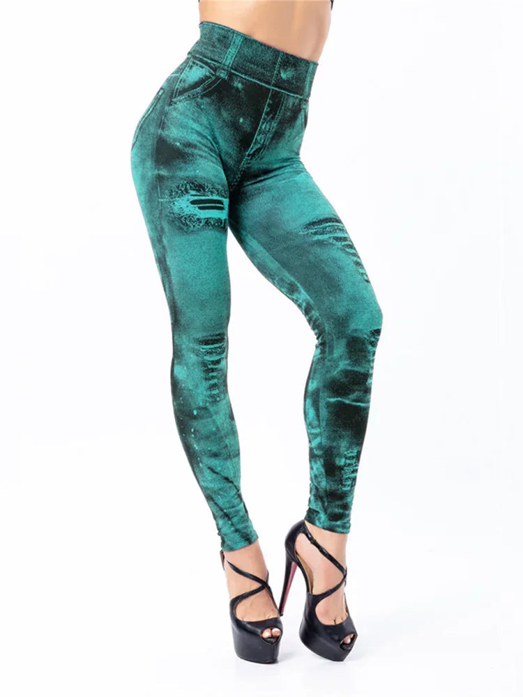 Vue rapprochée de la matière extensible des jeggings