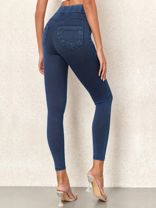 Jeggings noirs en denim extensible, vue arrière détaillée
