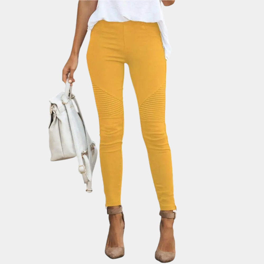 Jeggings noirs skinny, détail de la taille élastique