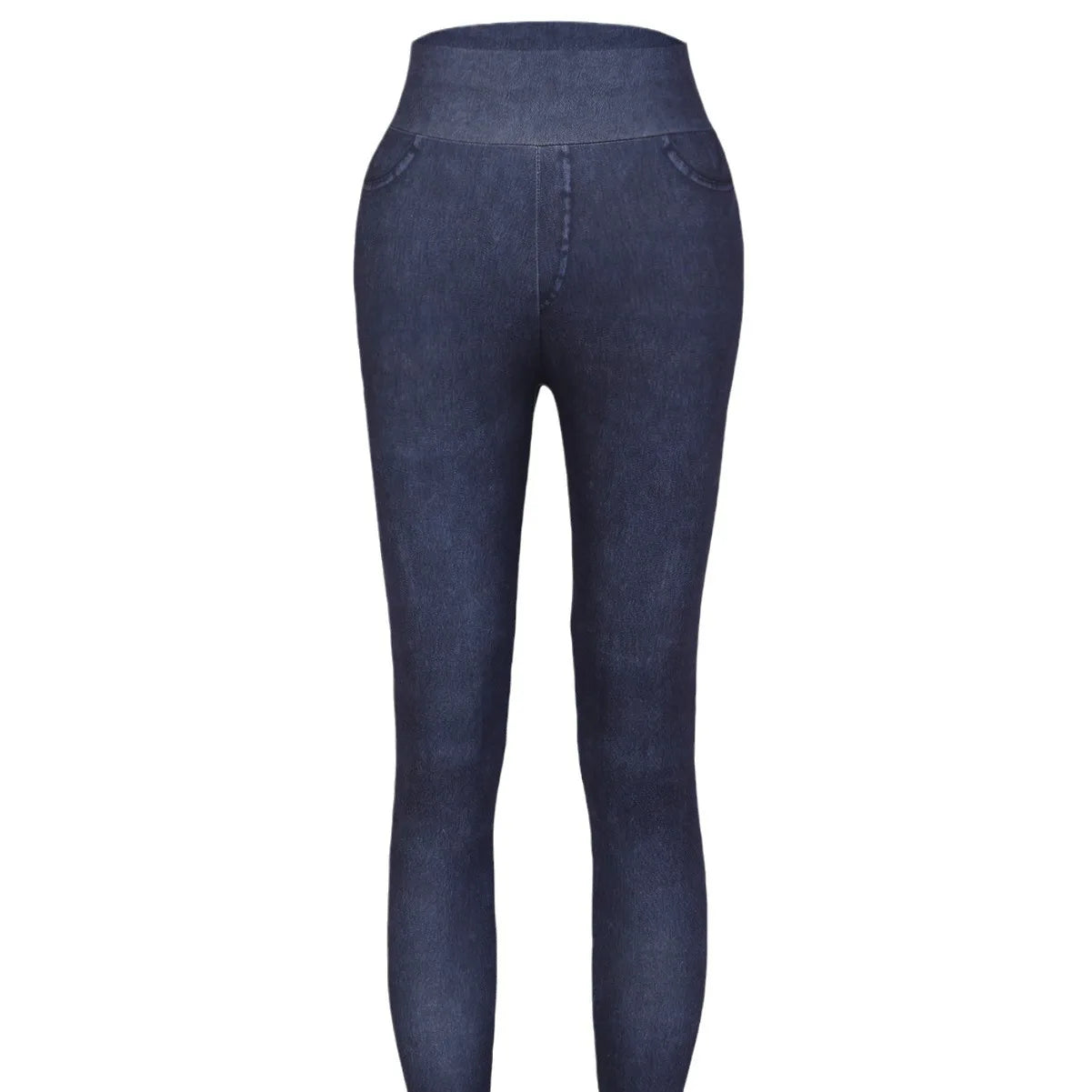 Jeggings noirs en denim, présentés sur fond neutre