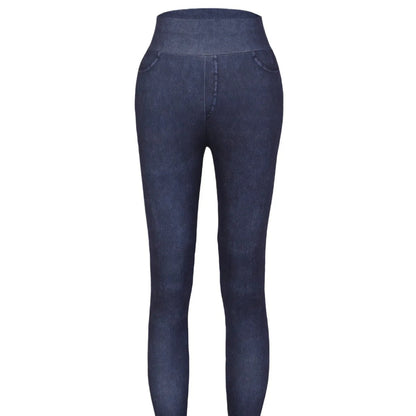 Jeggings noirs en denim, présentés sur fond neutre