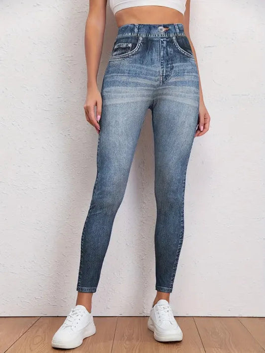 Jeggings noirs en denim extensible posés à plat