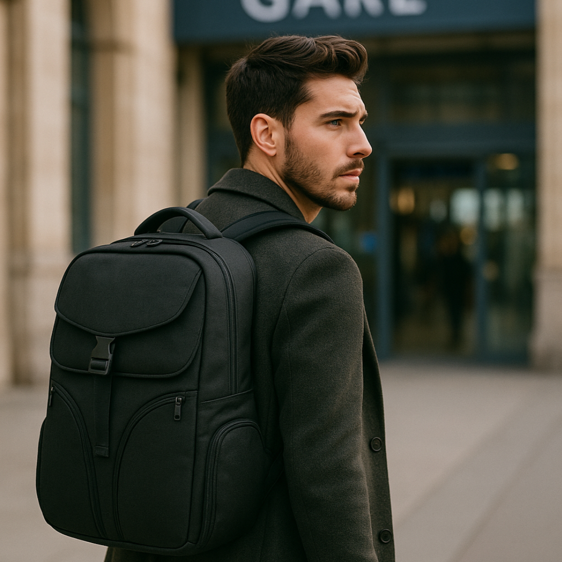 Vue de côté du sac montrant les bretelles rembourrées