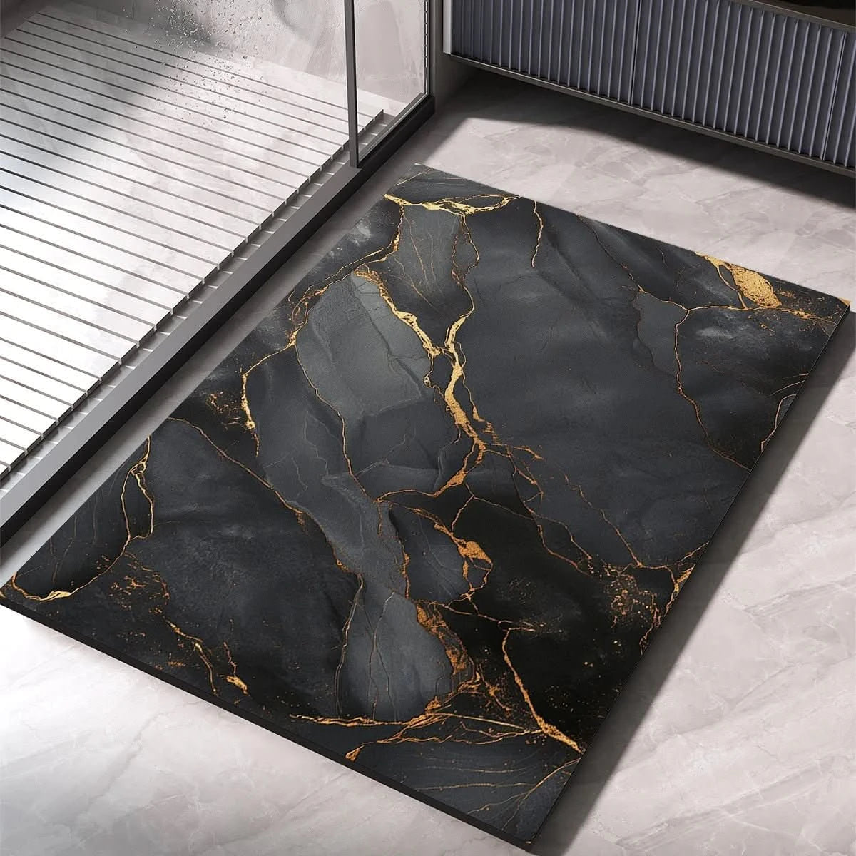 Tapis de bain diatomite dans une salle de bain moderne