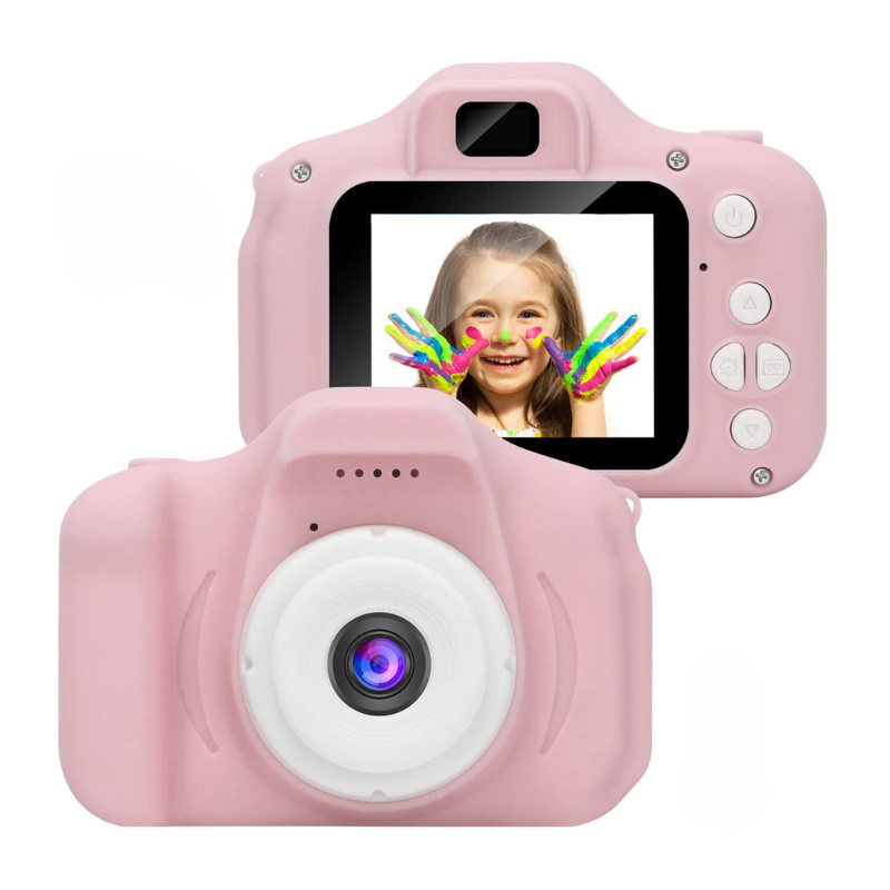 Appareil photo enfant rose, double caméra et écran LCD