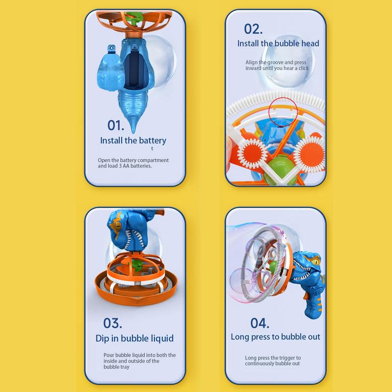 Gros plan sur le design dinosaure du jouet à bulles