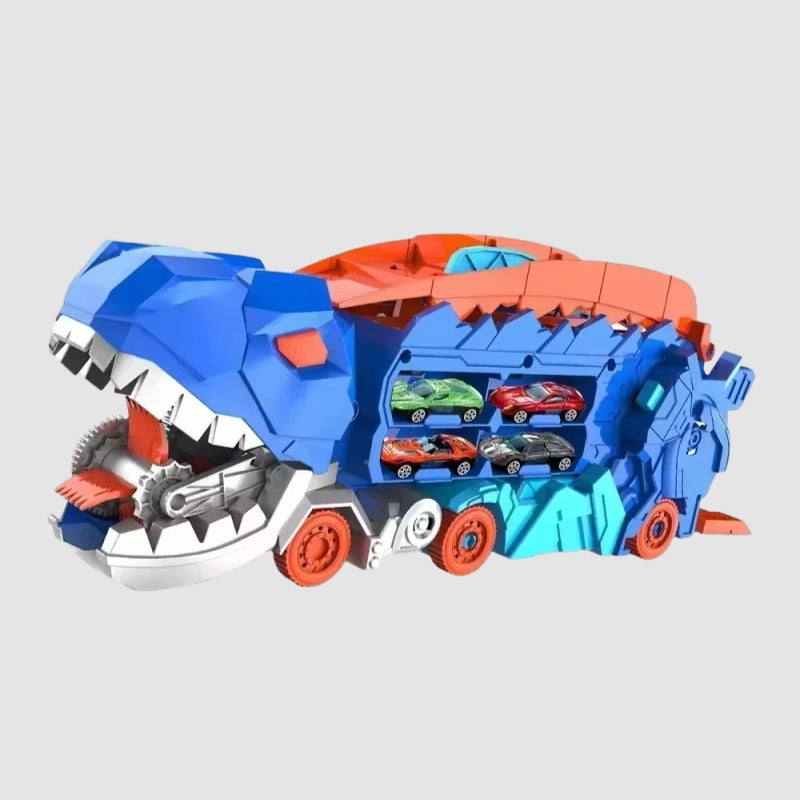 Voiture jouet transformable en dinosaure, vue de côté