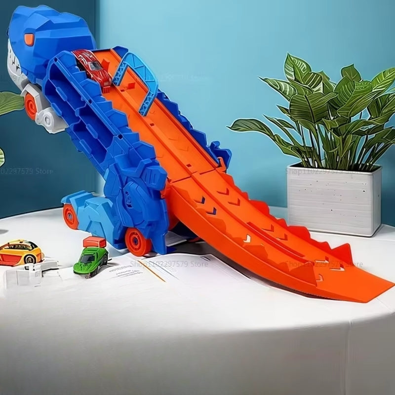 Illustration du jouet en mode voiture et dinosaure