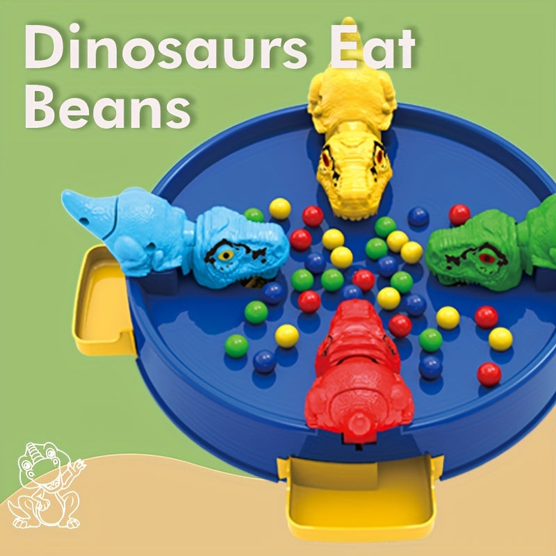 Enfants jouant avec des dinosaures colorés sur un plateau de jeu