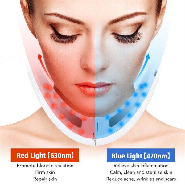 Illustration de l'effet lifting du massager sur le visage