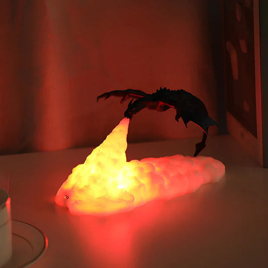 Vue de côté de la veilleuse dragon avec câble USB