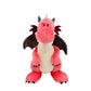 Dragon en peluche assis, montrant ses détails colorés