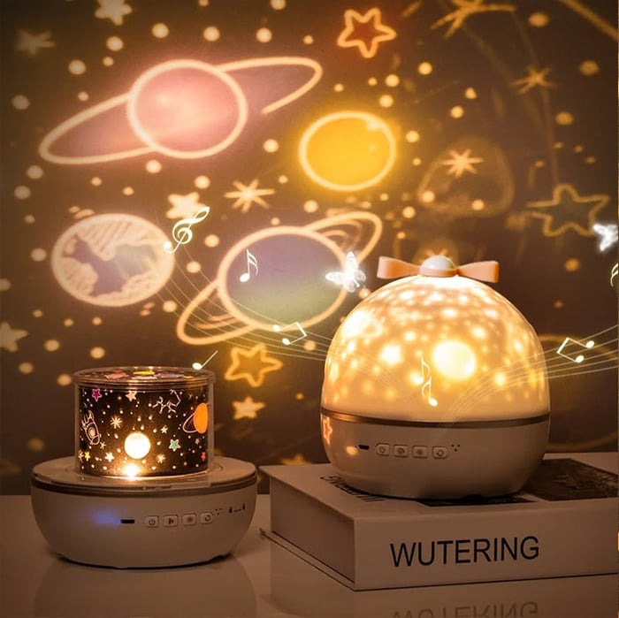 Projecteur créant une ambiance magique dans une pièce sombre