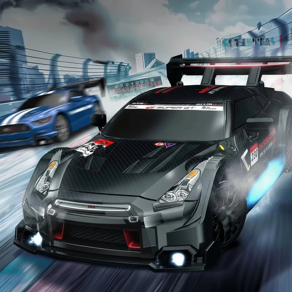Voiture RC 4WD en action sur une piste de drift