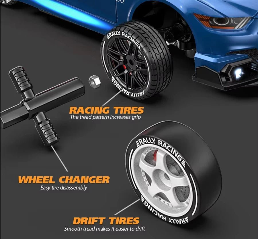 Pneus interchangeables posés à côté de la voiture RC
