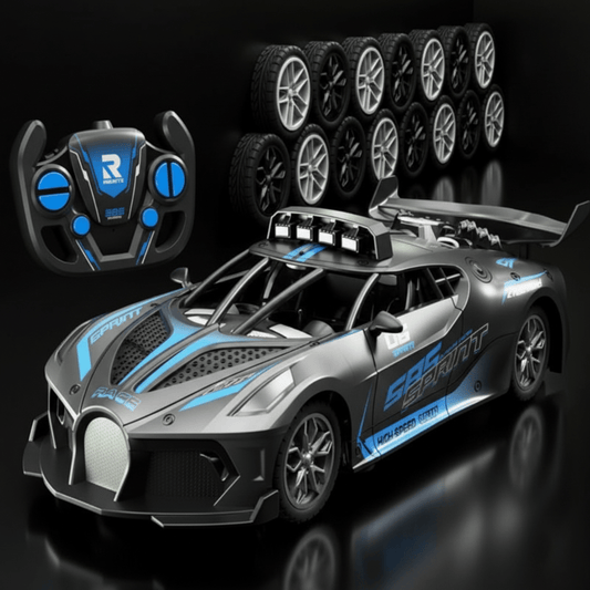 Voiture RC en mouvement rapide sur une piste intérieure