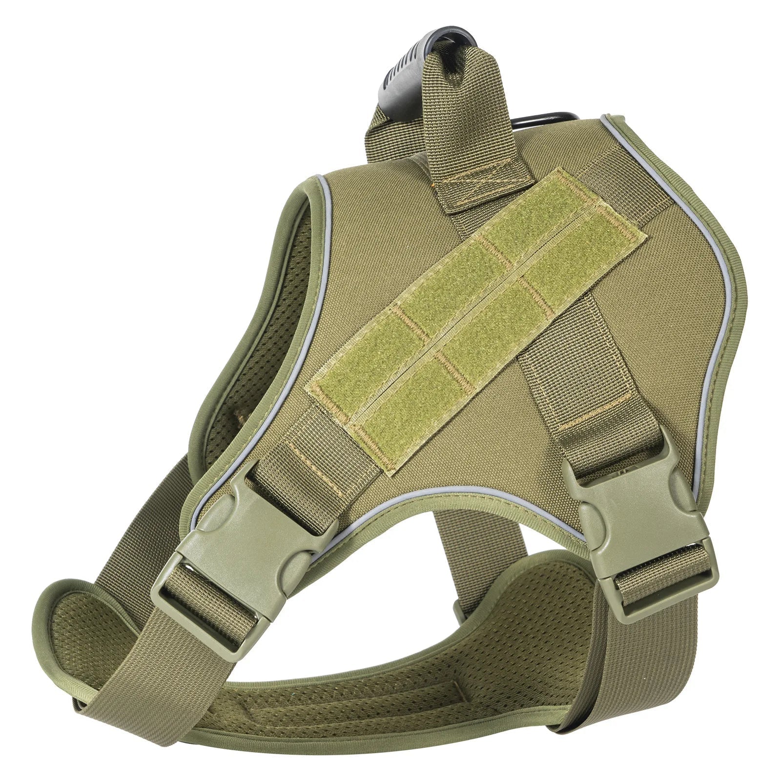 Vue latérale du gilet tactique pour grandes races, système MOLLE visible