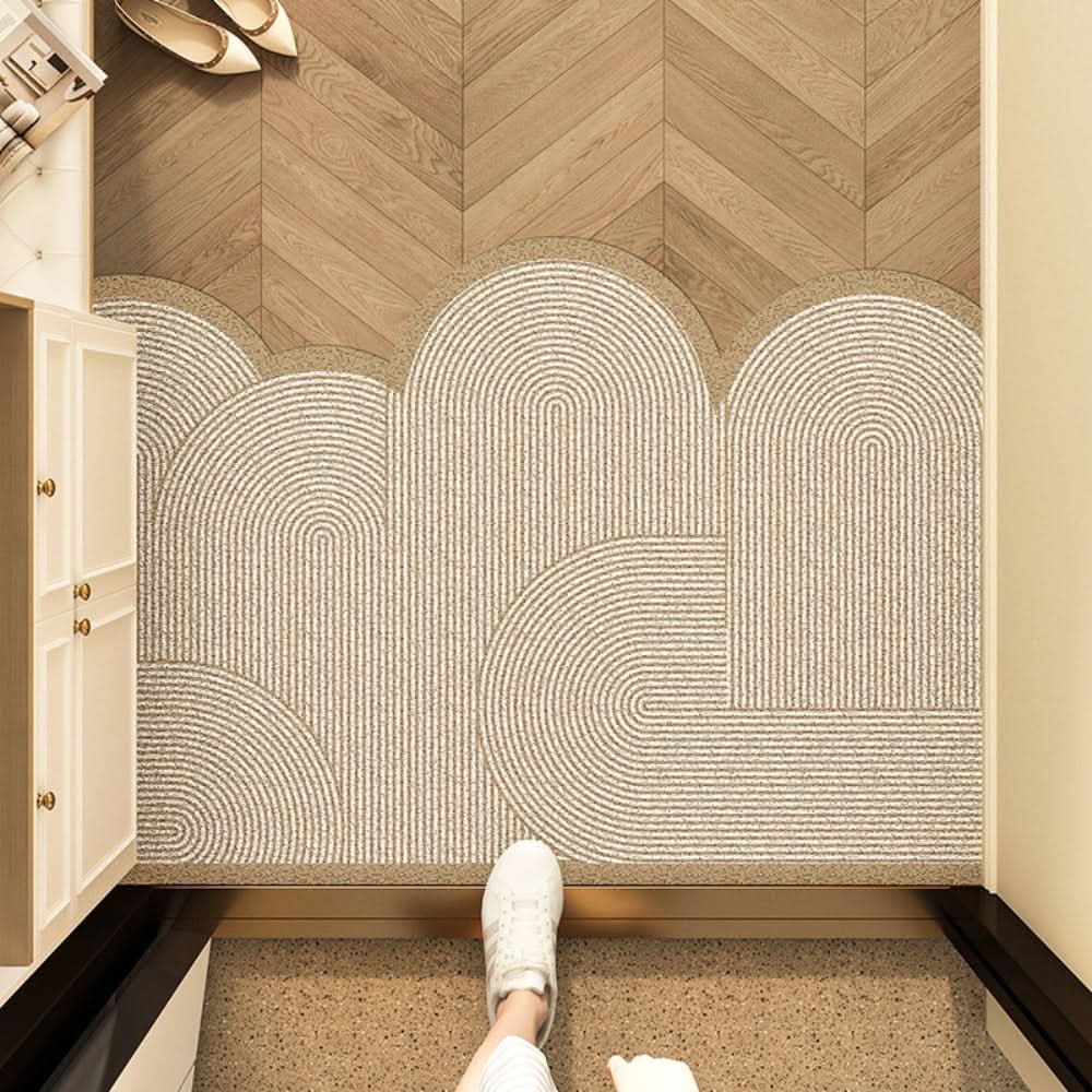 Vue latérale du tapis d'entrée, soulignant l'épaisseur