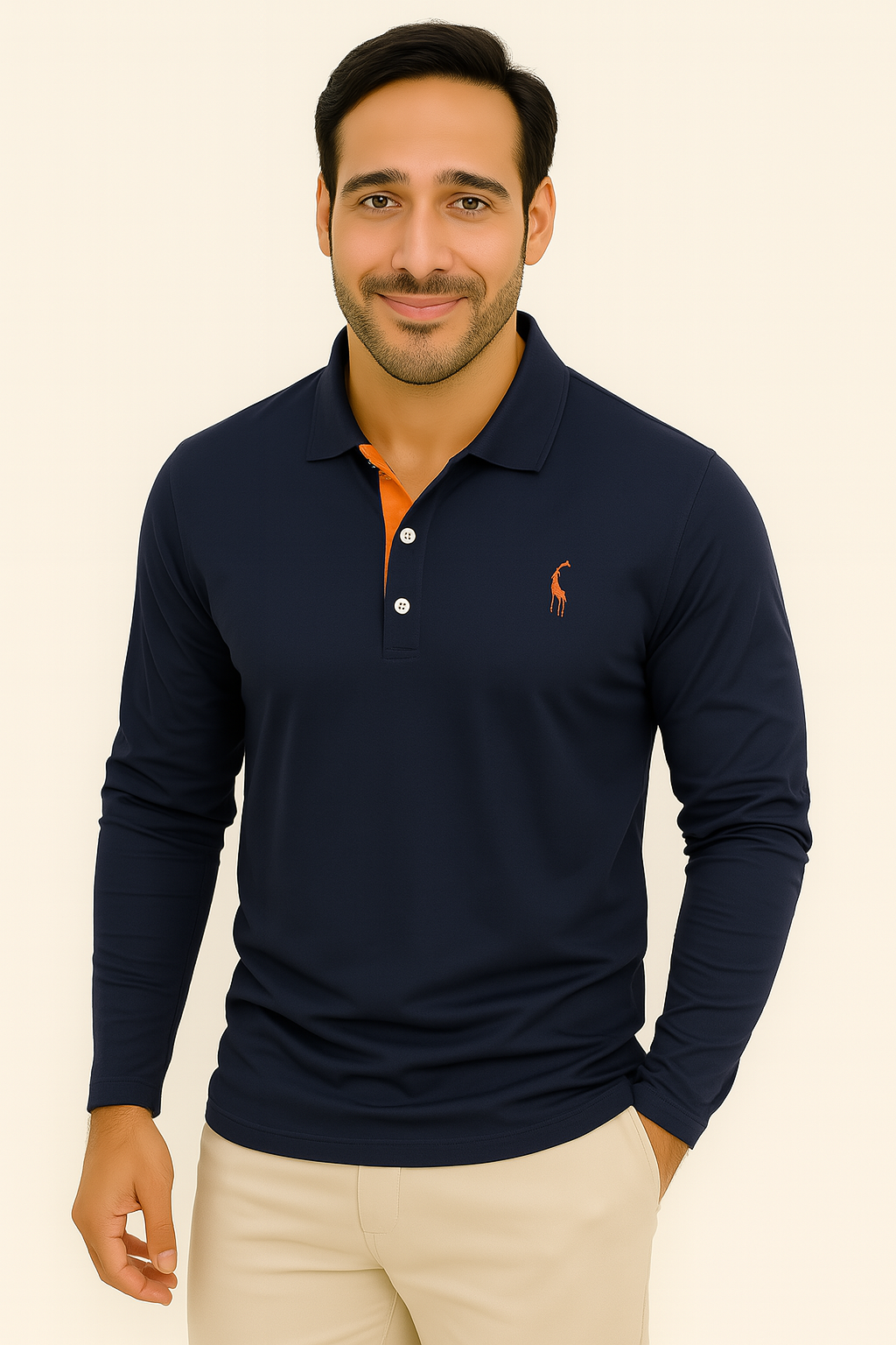 Polo manches longues en coton sur cintre