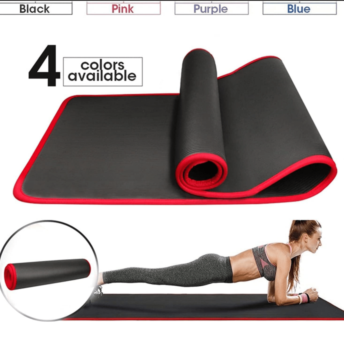 Gros plan sur le bord épais du tapis de yoga
